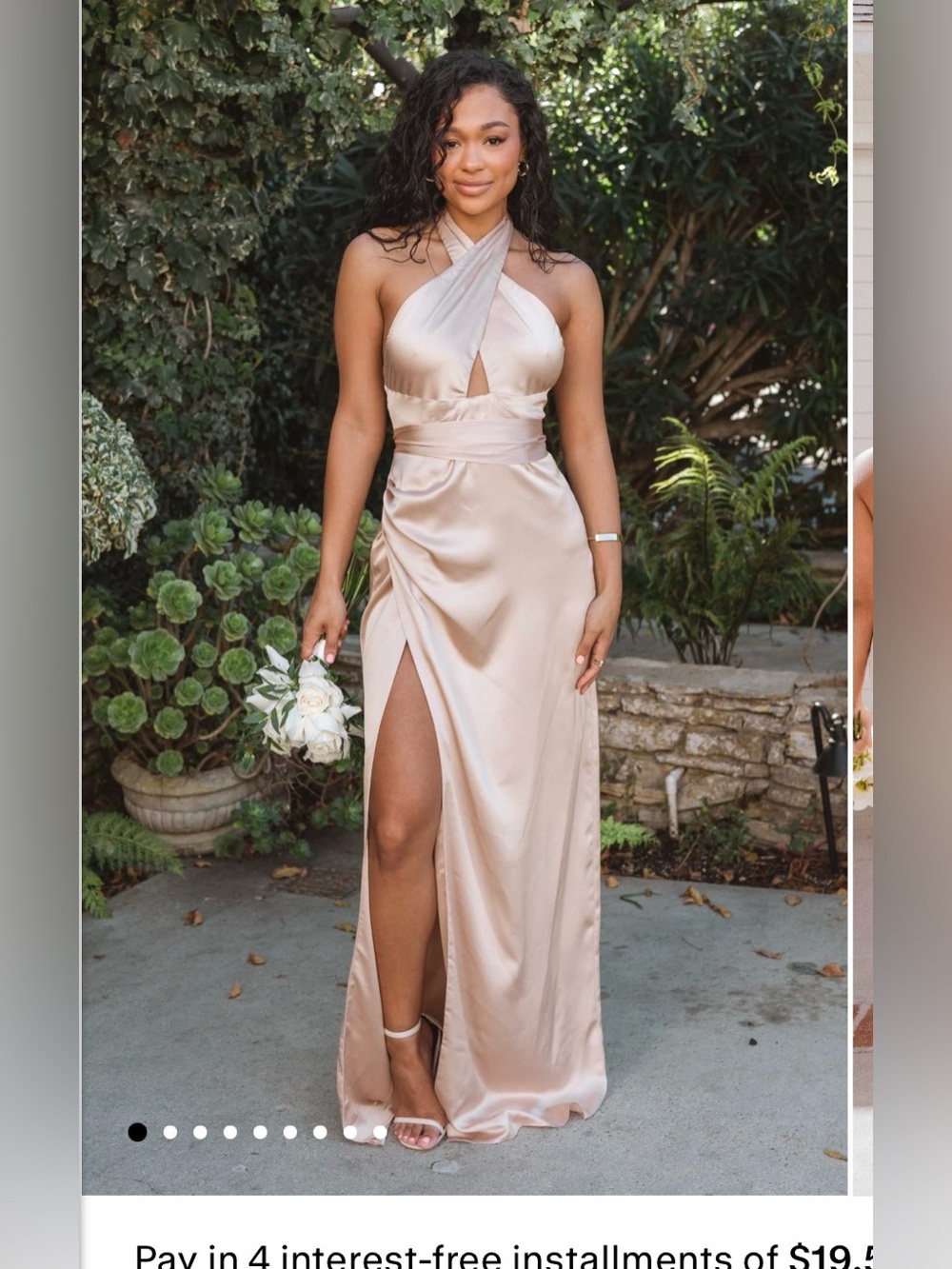 SHOW ME YOUR MUMU Adele Maxi dress in champagne luxe satin size XXS